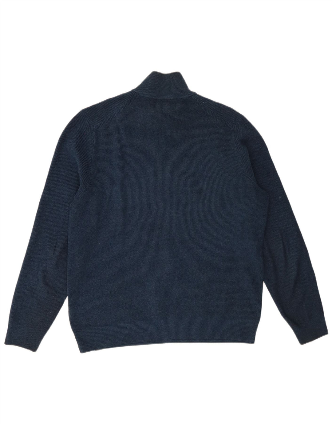 Marks & Spencer Herren-Pullover mit Reißverschluss am Hals, groß, marineblaue Baumwolle