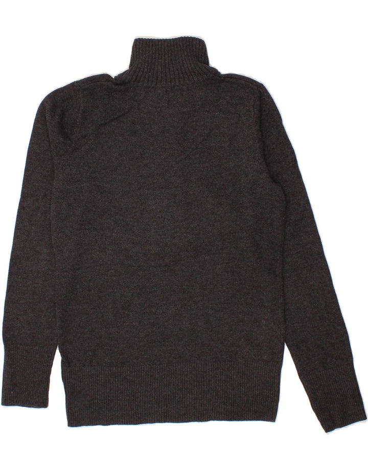 EDDIE BAUER Womens Button Neck Jumper Sweater UK 14 Medium Grey Cotton Vintage Eddie Bauer and Second-Hand Eddie Bauer from Messina Hembry 