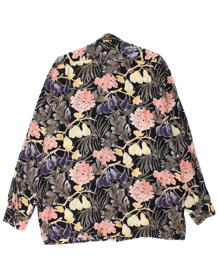 ELSBACH Herren Pullover Shirt Größe 41/42 Große schwarze Viskose mit Blumenmuster