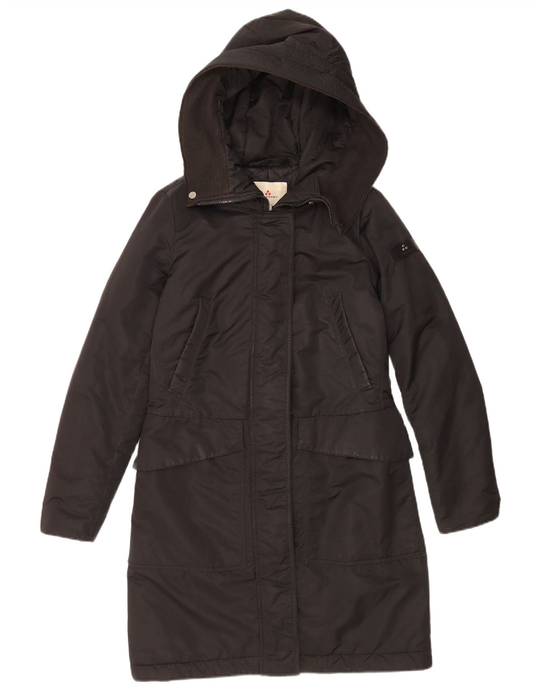 PEUTEREY Wattierter Damenmantel mit Kapuze IT 42 Mittelschwarzes Polyester