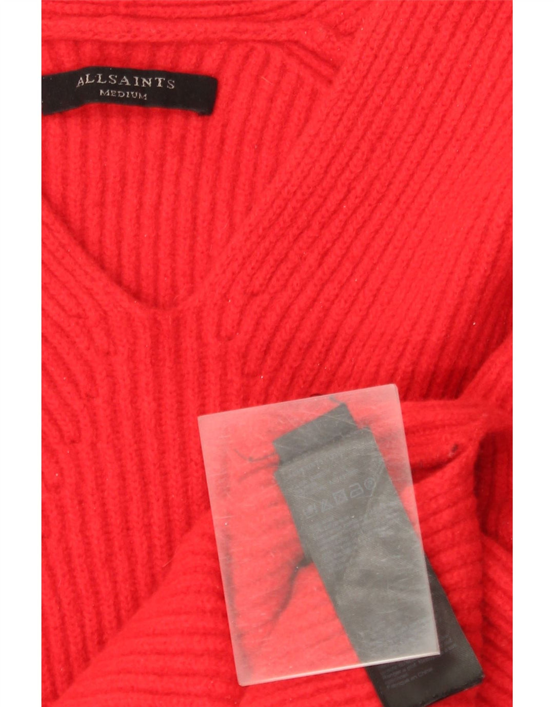 All Saints Damen-Pullover, übergroß, V-Ausschnitt, UK 14, mittelrote Wolle