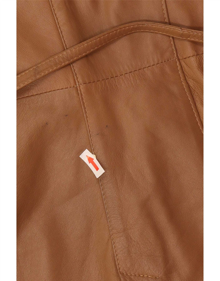 Vintage Damen Ledermantel UK 12 Mittelbraun Klassisch