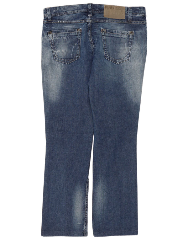 Benetton Damen Regular Straight Jeans W31 L28 Blaue Baumwolle