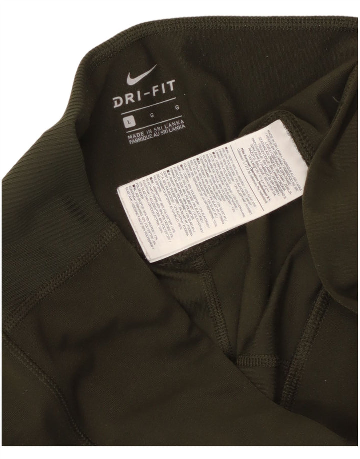 Nike Damen Dri Fit Leggings UK 14 Large Khaki Polyester