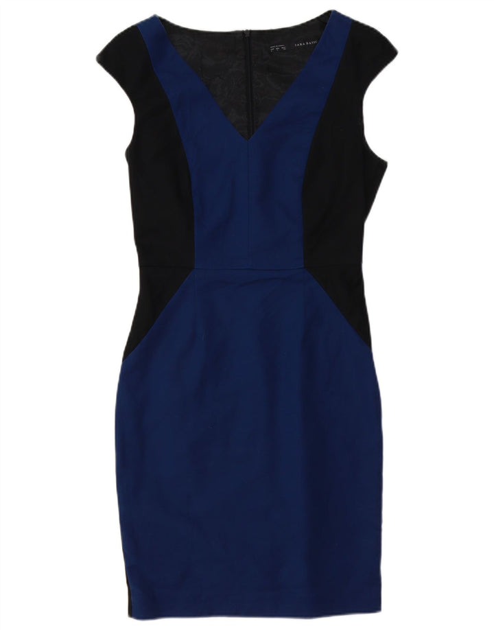 ZARA Damen, figurbetontes Kleid, Gr. 10, klein, Blau, Farbblock