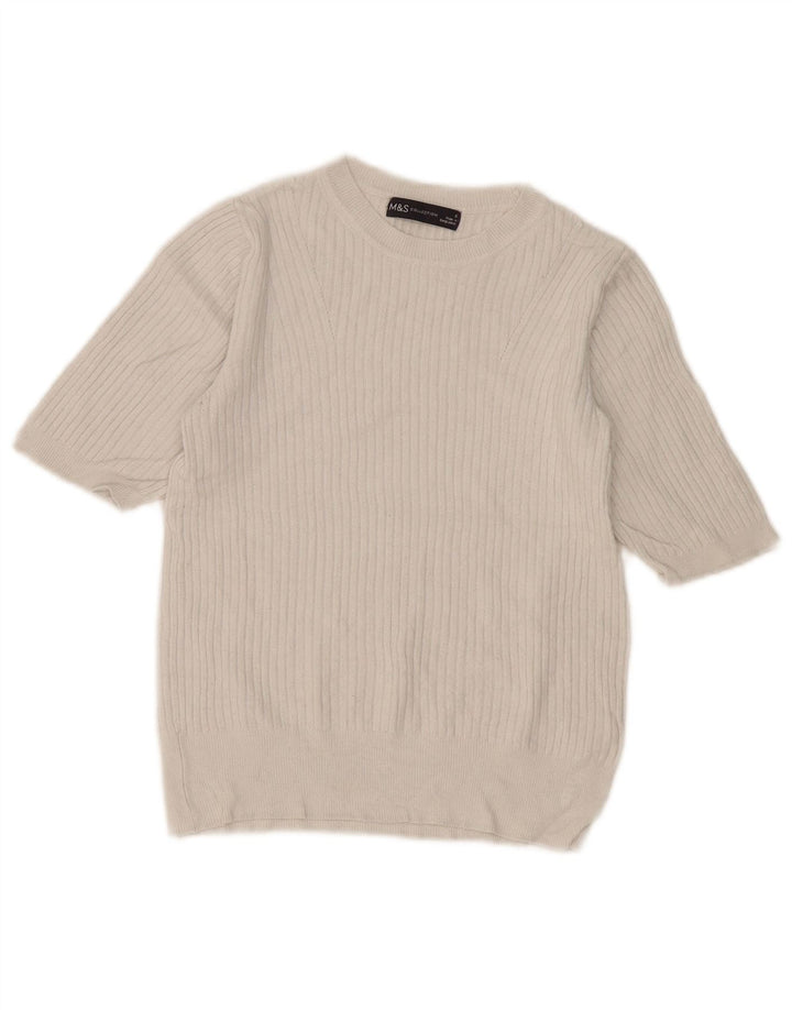 Marks & Spencer Damen-Pullover mit U-Boot-Ausschnitt, Gr. 8, Weiß