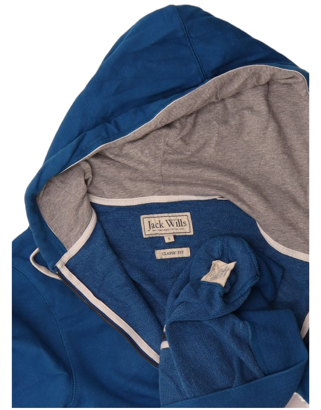 JACK WILLS Herren Salcombe Devon Classic Fit Kapuzenpullover mit Reißverschluss, klein, Blau