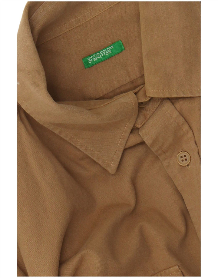 BENETTON Herren Militär-Flanellhemd Mittelbeige