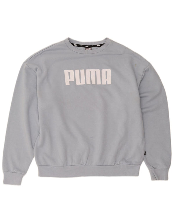 Puma Womens Graphic Relaxed Fit Sweatshirt Pullover UK 14 Große blaue Baumwolle