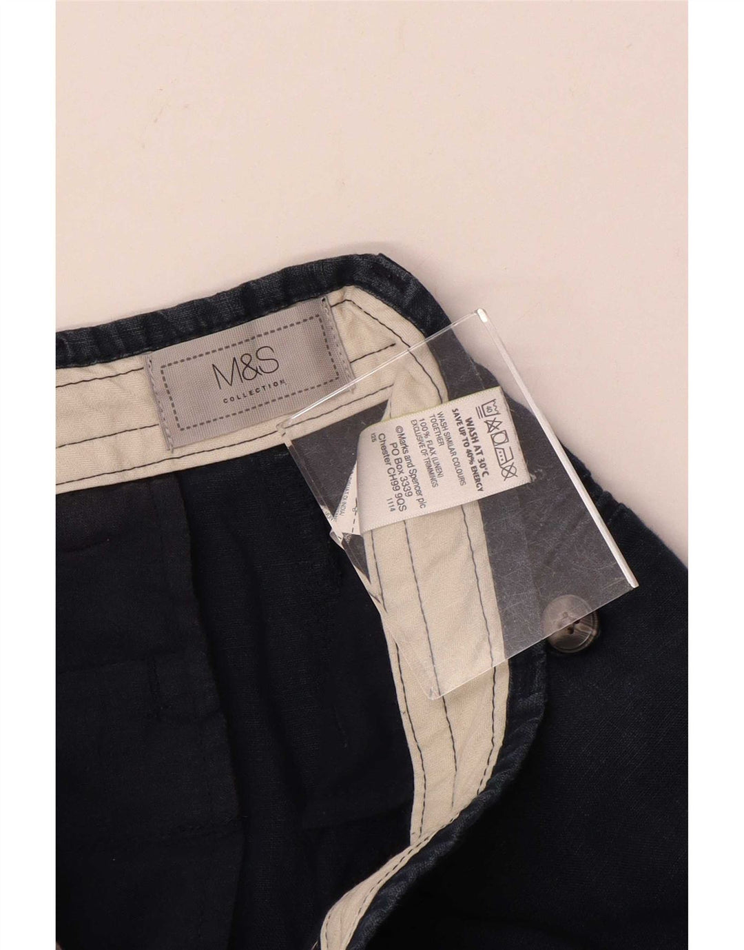 Marks & Spencer Herren-Chinoshorts W30, mittelmarineblaues Leinen