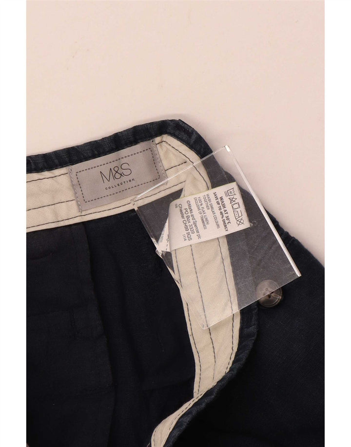 Marks & Spencer Herren-Chinoshorts W30, mittelmarineblaues Leinen