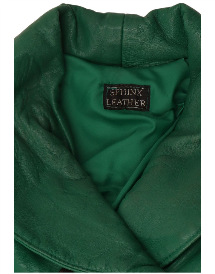 Vintage Damen Übergroßer Ledermantel UK 20 2XL Grünes Leder