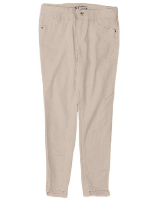 Zara Damen Skinny Casual Hose EU 40 Medium W30 L27 Weiße Baumwolle