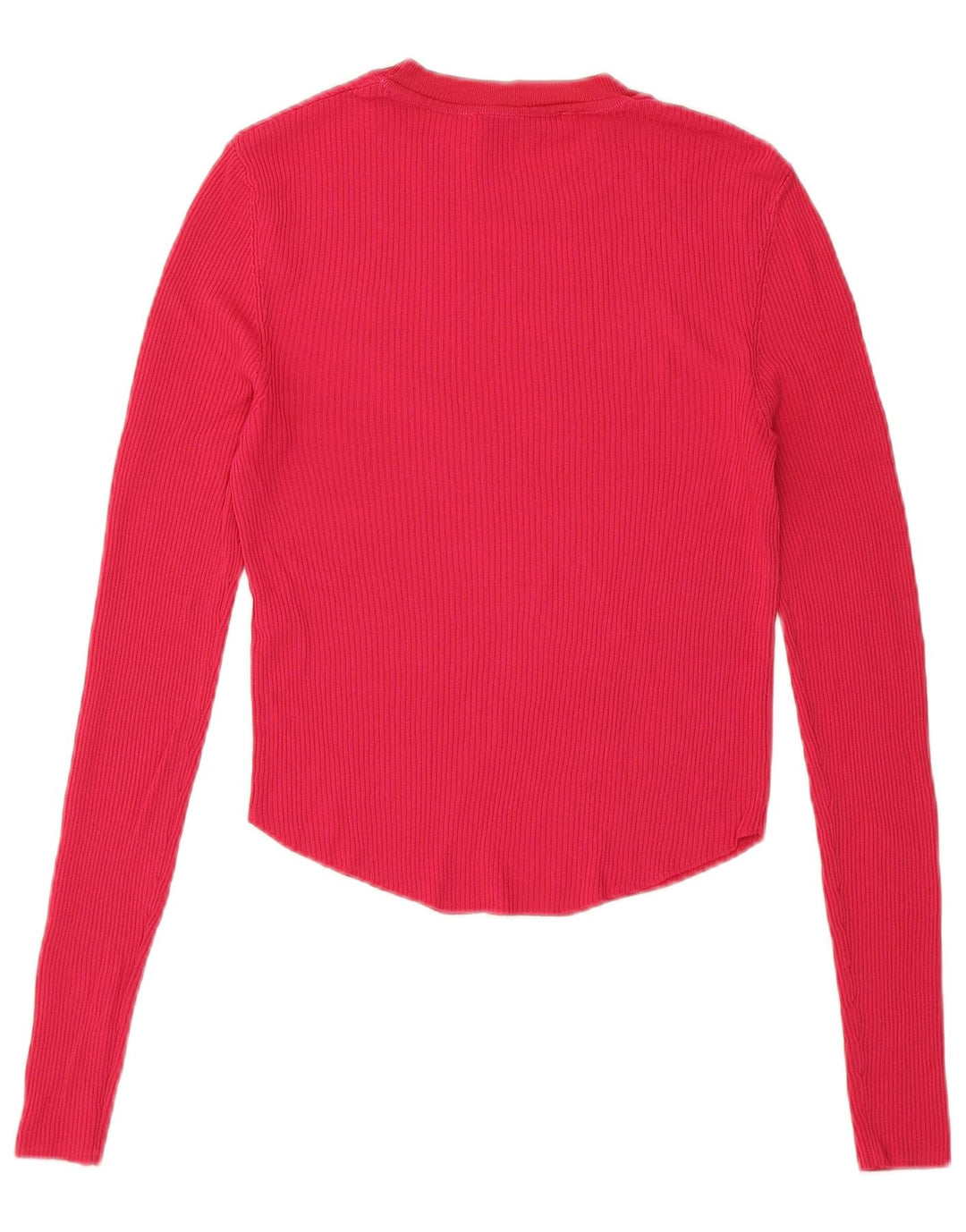 Zara Damen Crop Top Langarm UK 8 Small Rosa Viskose