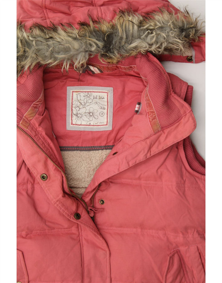 FAT FACE Womens Hooded Padded Gilet UK 14 Large Pink Polyester Vintage Fat Face and Second-Hand Fat Face from Messina Hembry 