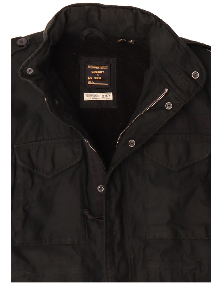 Superdry Herren-Militärjacke mit Kapuze, UK 40, Größe L, Schwarz, Polyester