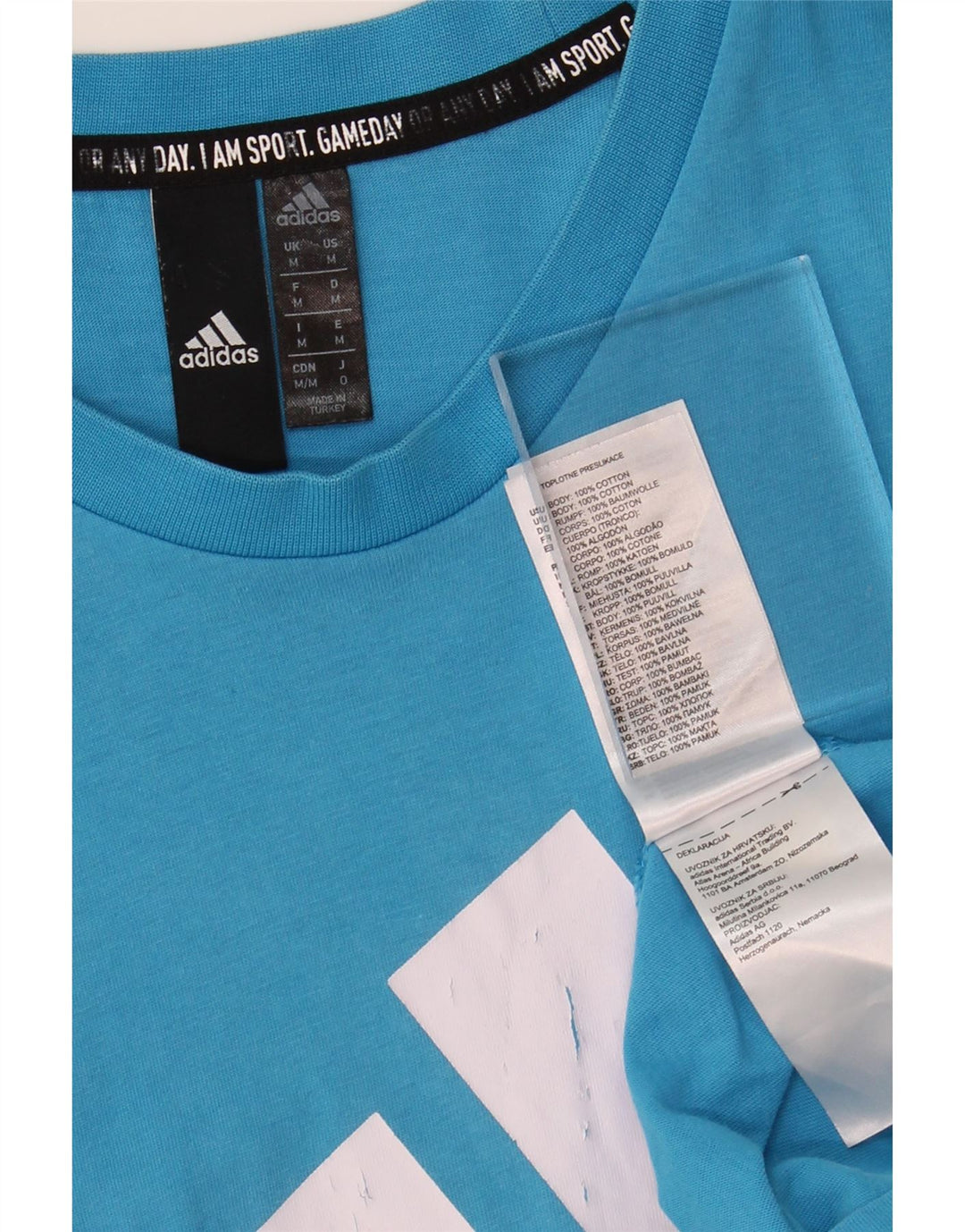 ADIDAS Mens Graphic T-Shirt Top Medium Blue Cotton