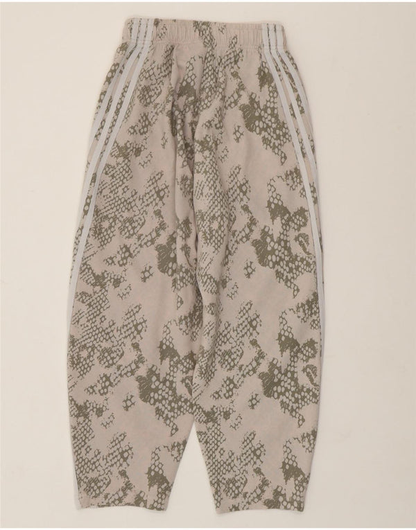 ADIDAS Damen Trainingshose UK 4/6 XS Beige Camouflage Baumwolle