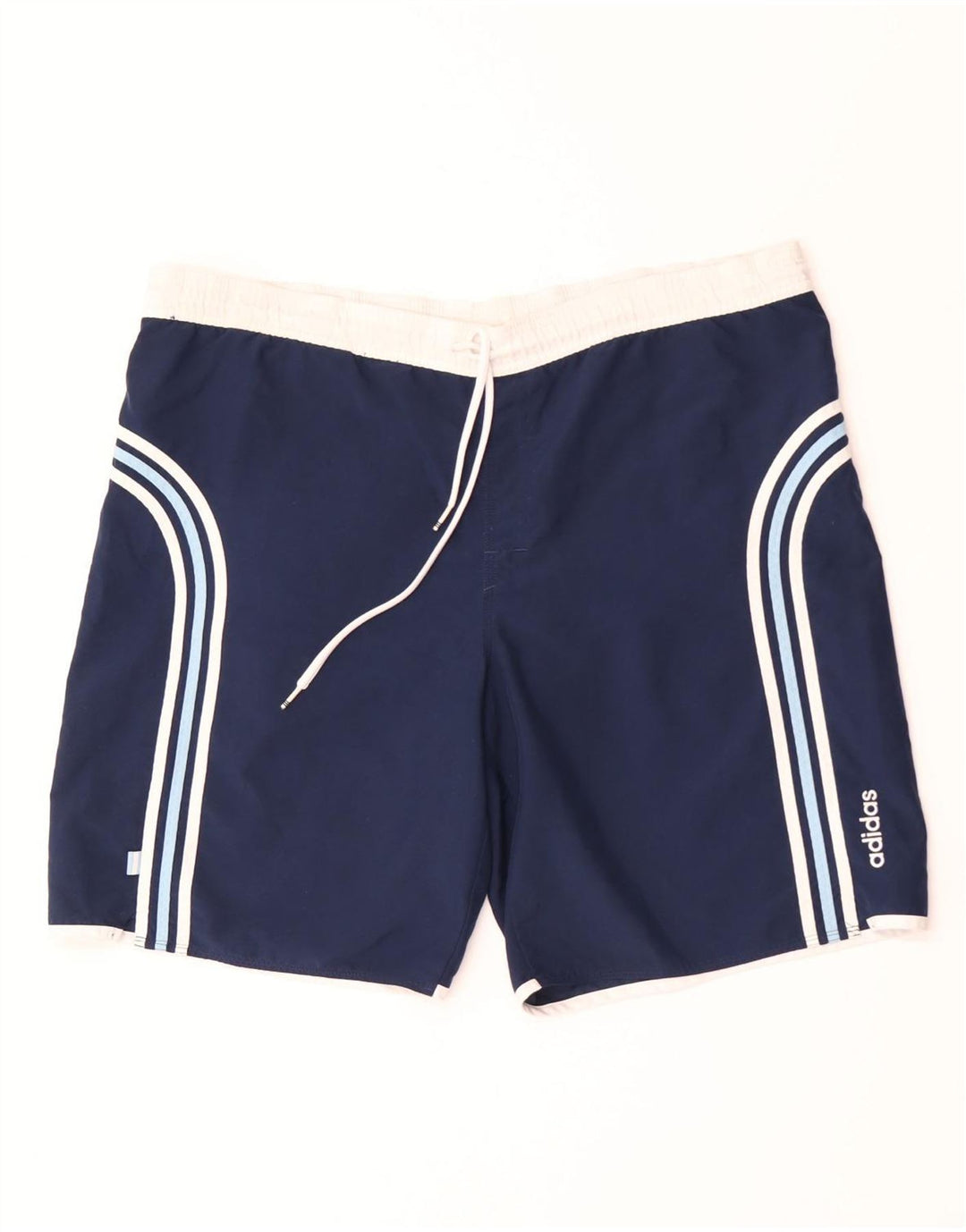 Adidas Herren-Badeshorts, groß, marineblau, gestreift, Polyester