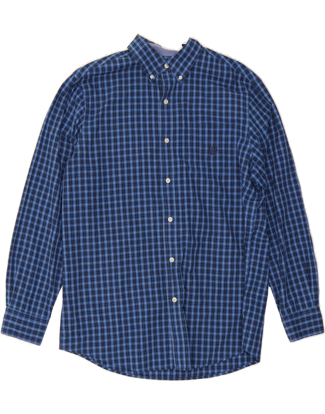 CHAPS Mens Easy Care Shirt Large Blue Check Cotton Vintage Chaps and Second-Hand Chaps from Messina Hembry 
