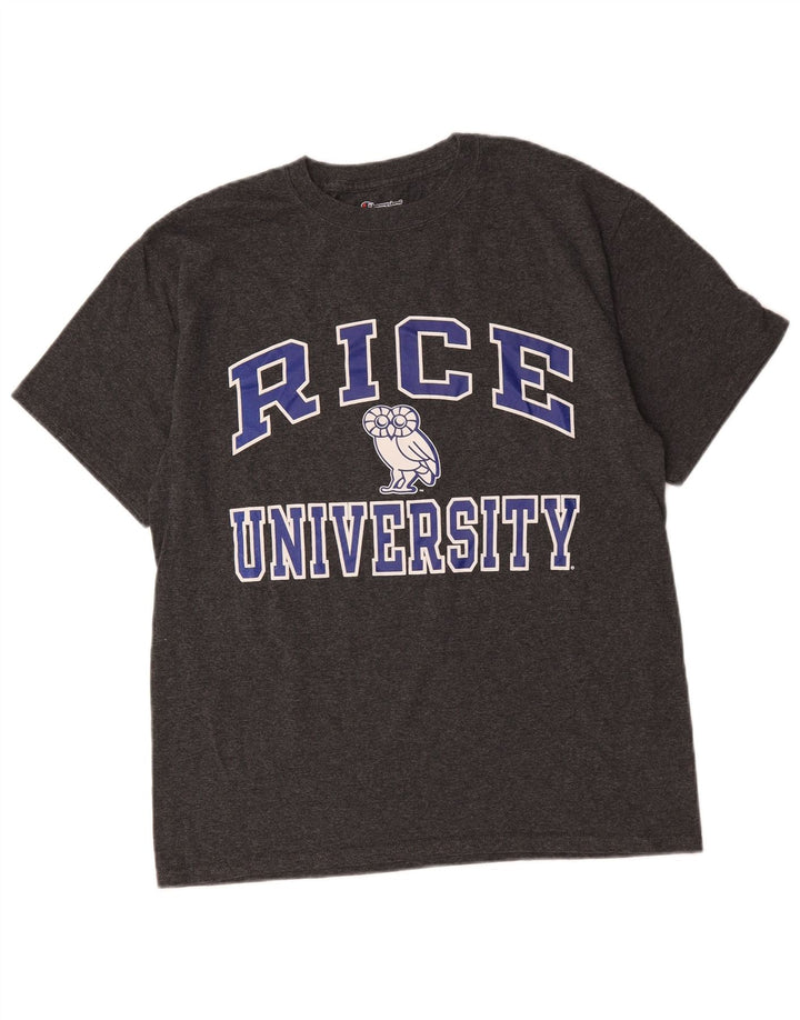 Champion Herren Rice University Grafik-T-Shirt-Oberteil aus mittelgrauer Baumwolle