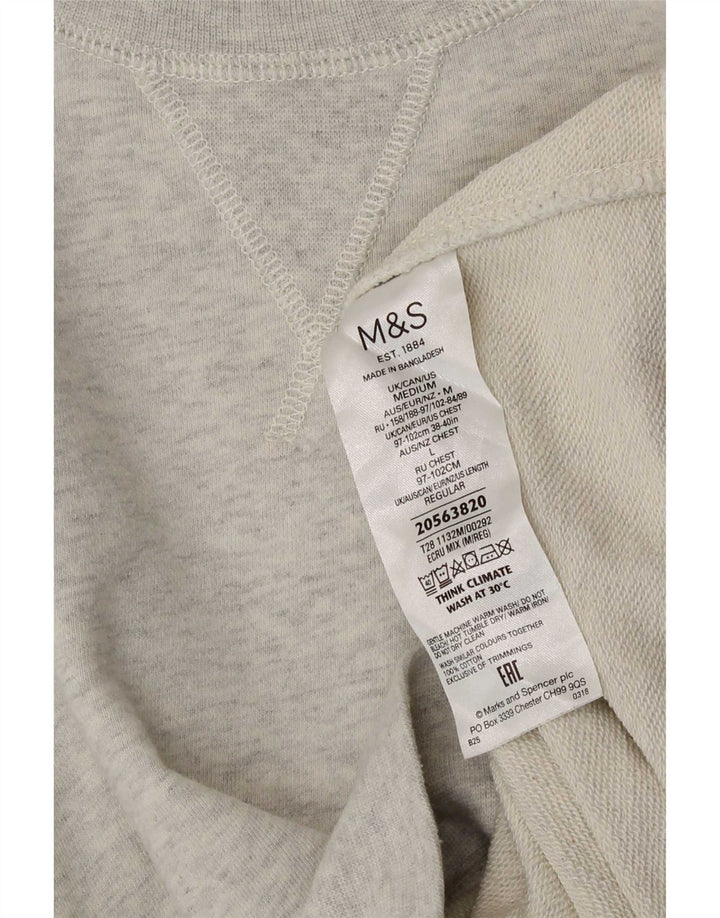 Marks & Spencer Herren-Sweatshirt-Pullover aus mittelgrauer Baumwolle