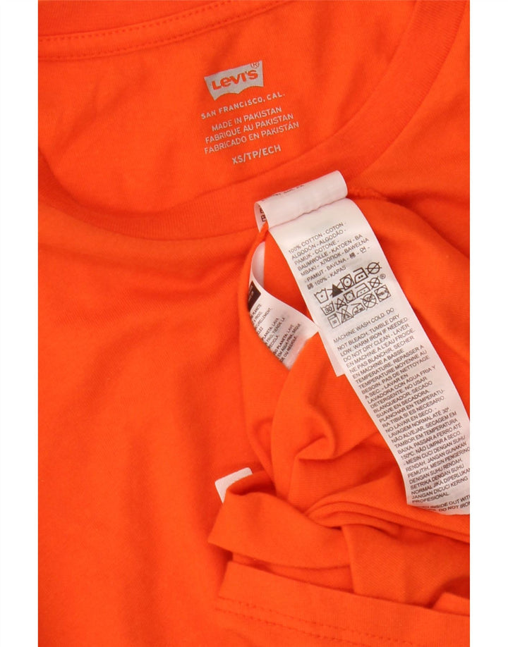LEVI'S Damen Grafik-T-Shirt-Oberteil UK 6 XS Orange Baumwolle