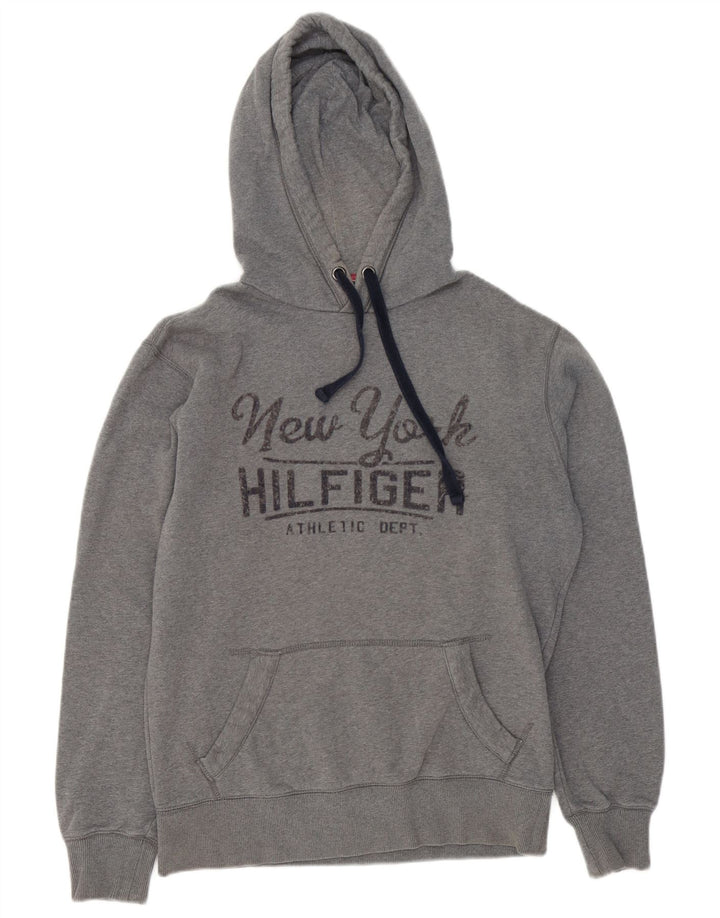 Tommy Hilfiger Herren-Kapuzenpullover mit Grafik, mittelgraue Baumwolle