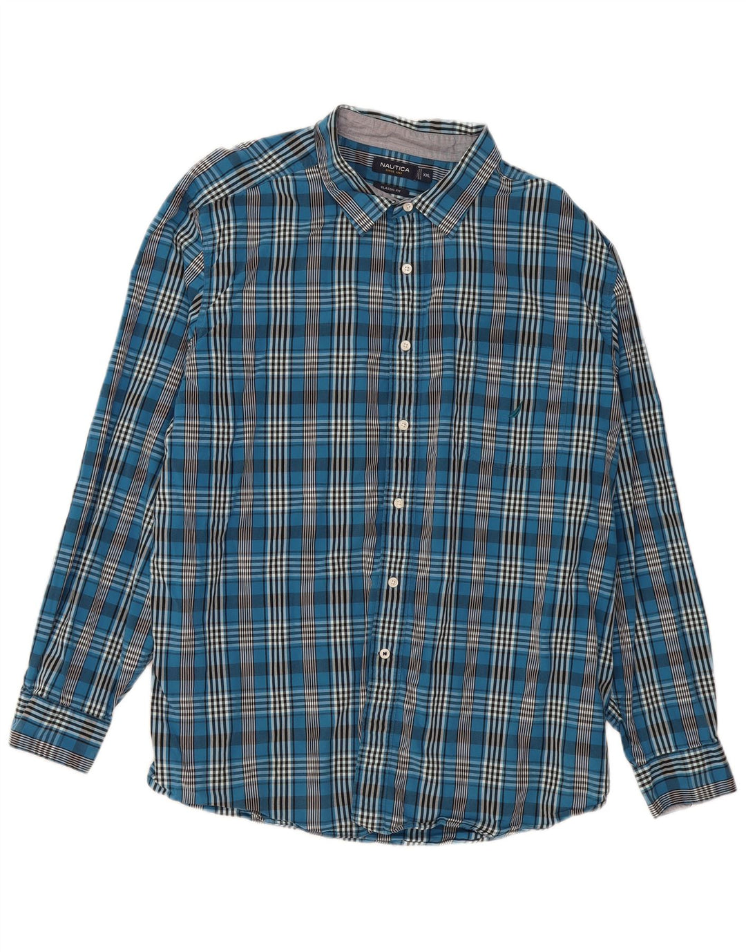Nautica Herren-Hemd mit klassischer Passform, 2XL, marineblau, kariert, Baumwolle