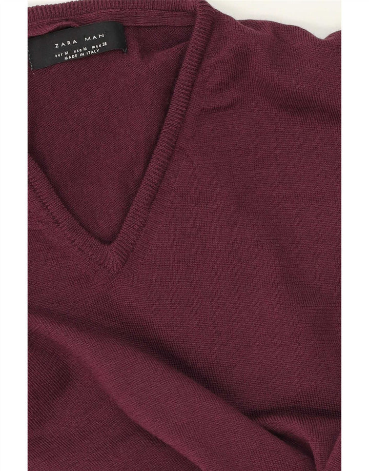 Zara Herren-Pullover mit V-Ausschnitt, mittellila