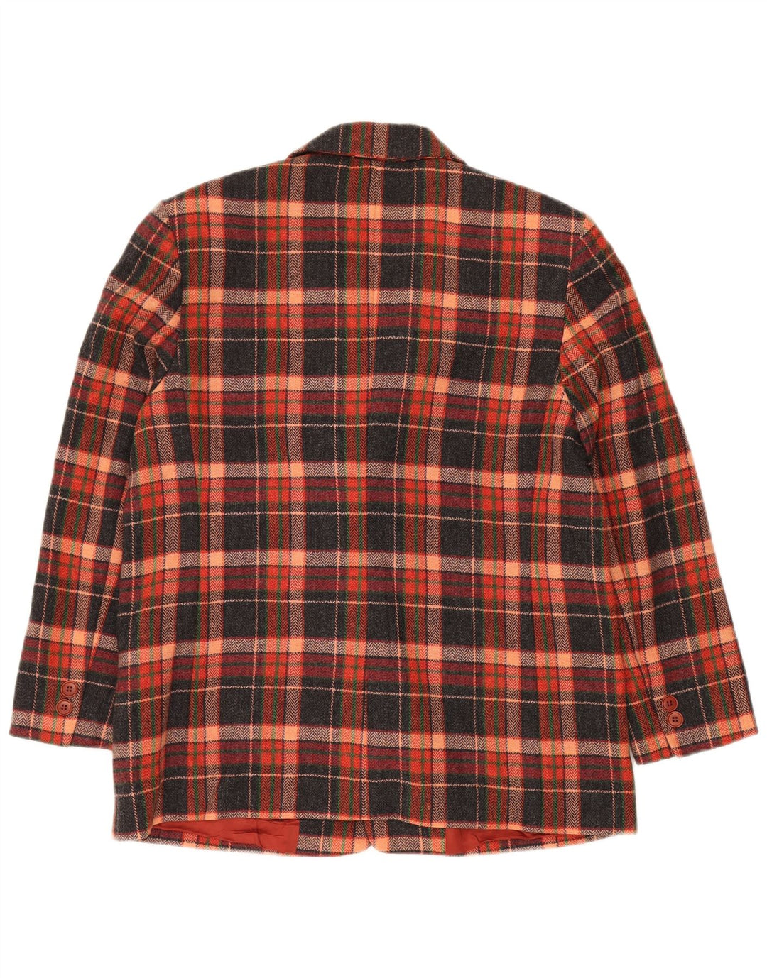 VINTAGE Damen 2-Knopf-Blazerjacke IT 47 Großer mehrfarbiger Karo