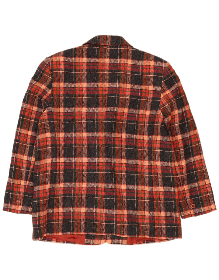 VINTAGE Damen 2-Knopf-Blazerjacke IT 47 Großer mehrfarbiger Karo
