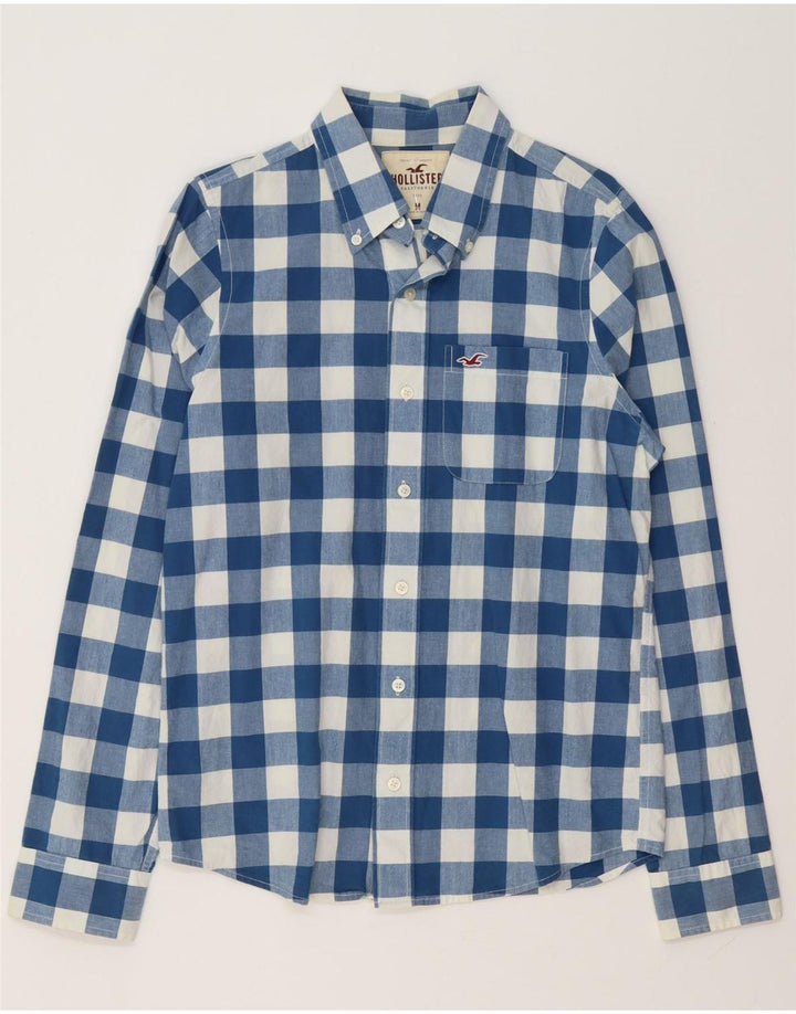 Hollister Herrenhemd aus mittelblauer Gingham-Baumwolle