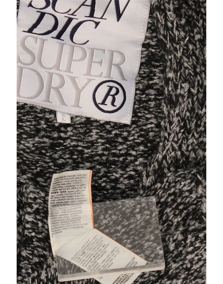 SUPERDRY Damen-Strickjacke in Übergröße, lang geschnitten, Gr. 18, XL, Grau meliert