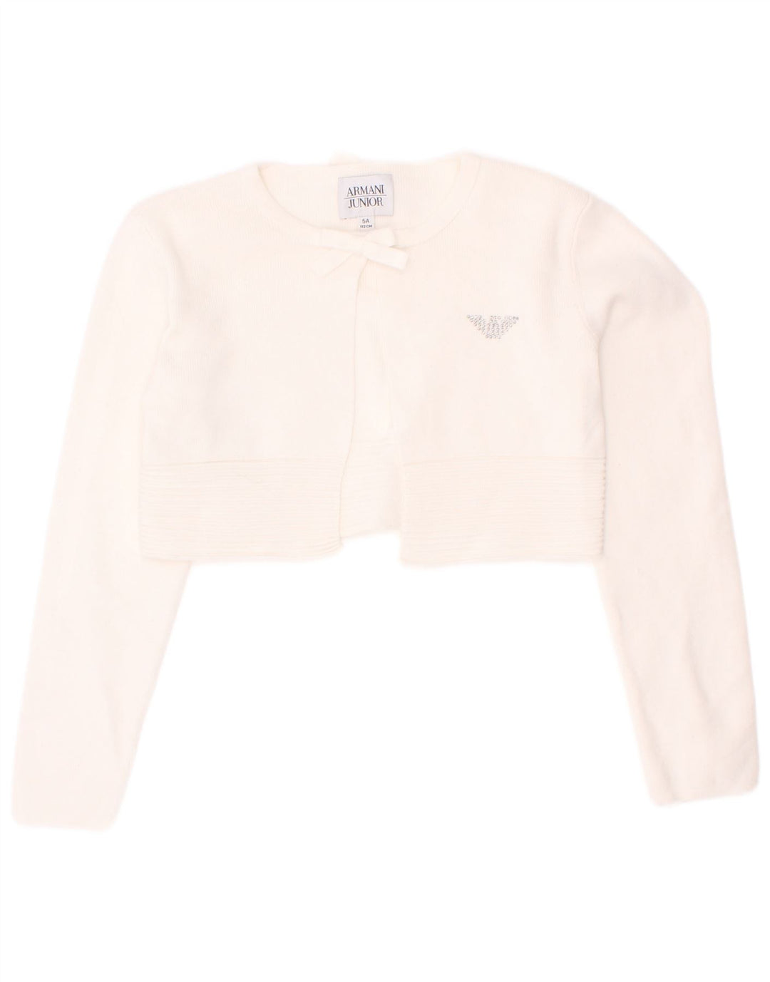 Armani Junior Mädchen Crop Cardigan Pullover 4-5 Jahre Weiß