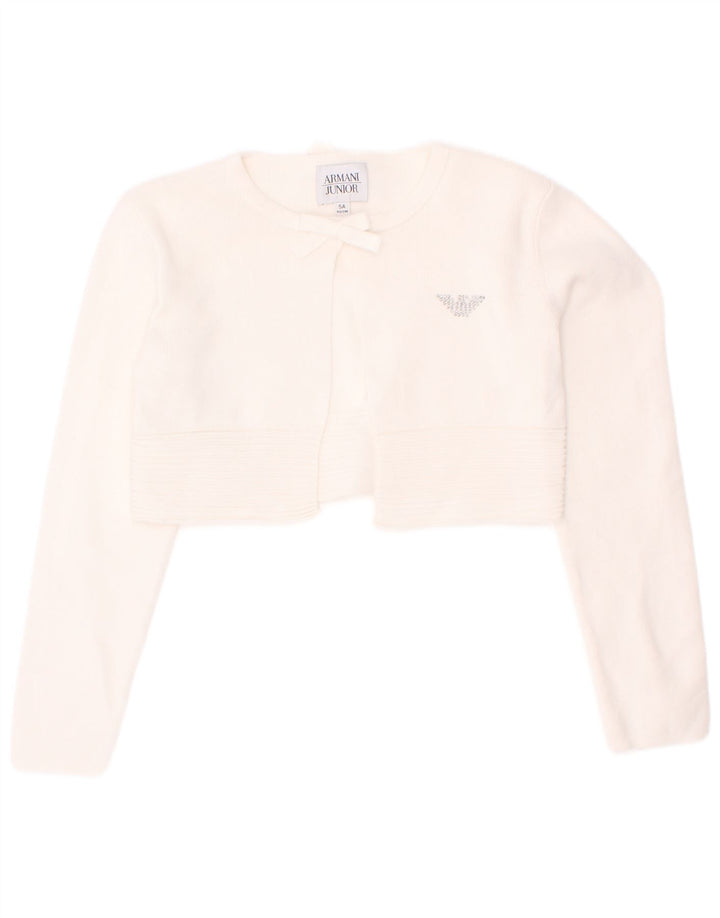 Armani Junior Mädchen Crop Cardigan Pullover 4-5 Jahre Weiß