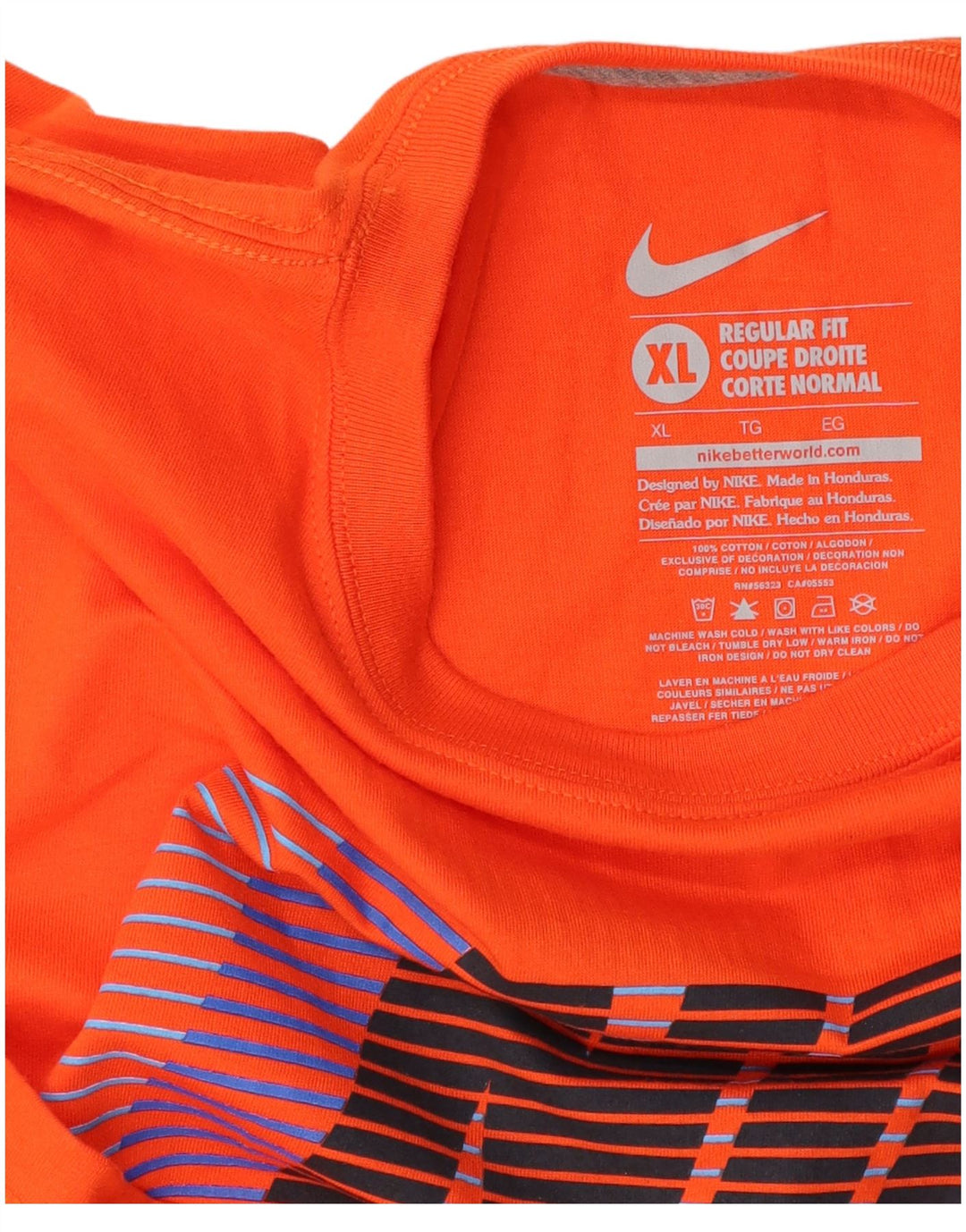 NIKE Herren-T-Shirt mit normaler Passform, Grafik, XL, Orange, Baumwolle
