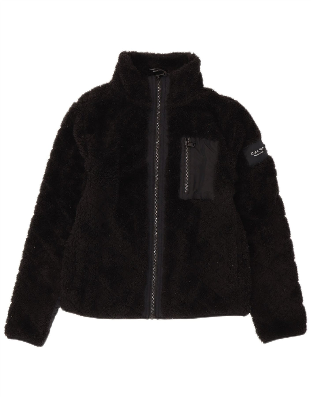 CALVIN KLEIN Damen Performance Fleecejacke UK 14 Medium Schwarz Polyester