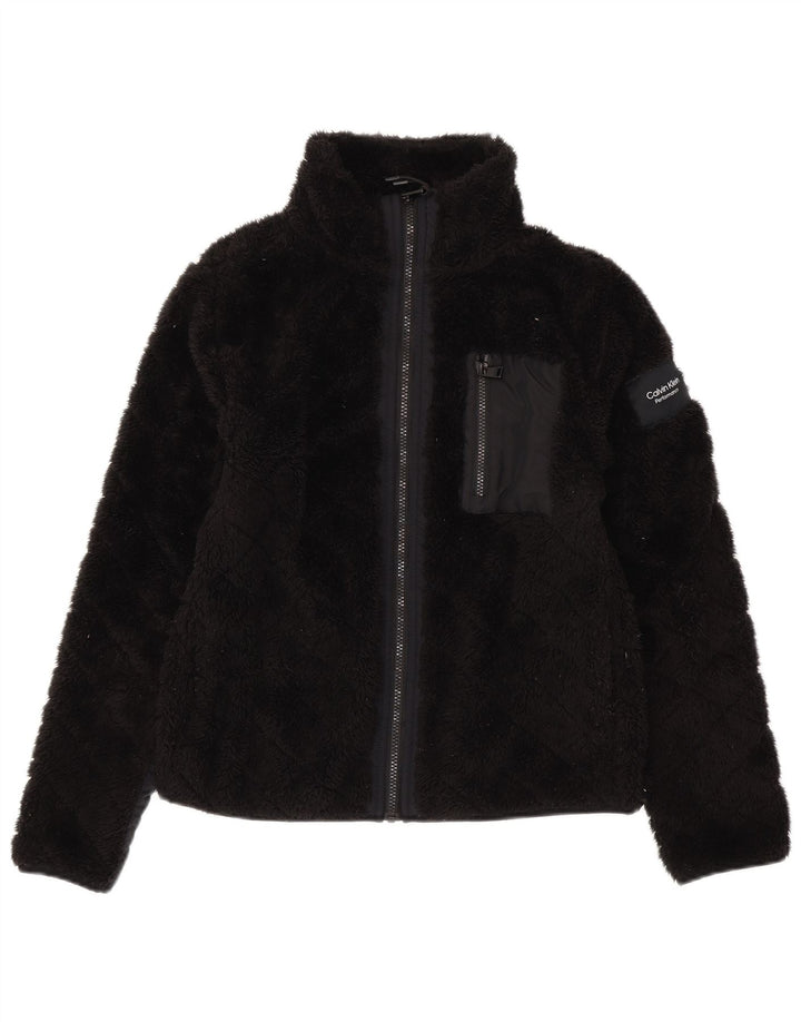 CALVIN KLEIN Damen Performance Fleecejacke UK 14 Medium Schwarz Polyester