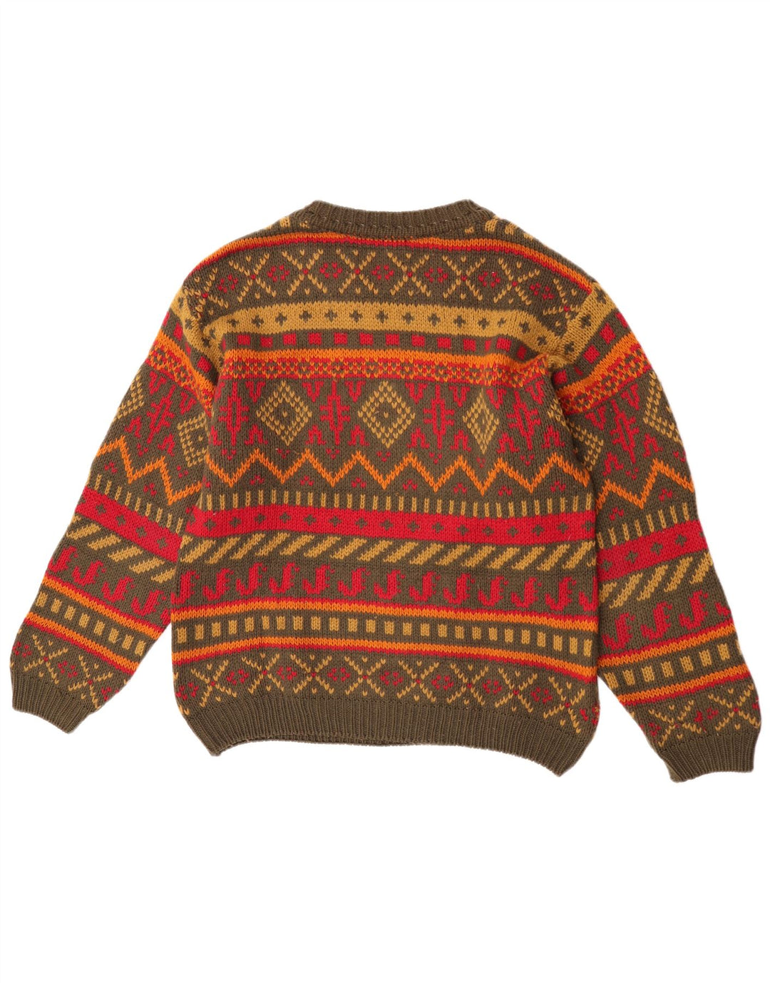 Chambers Herren-Pullover mit Rundhalsausschnitt, mittelgrüne geometrische Wolle
