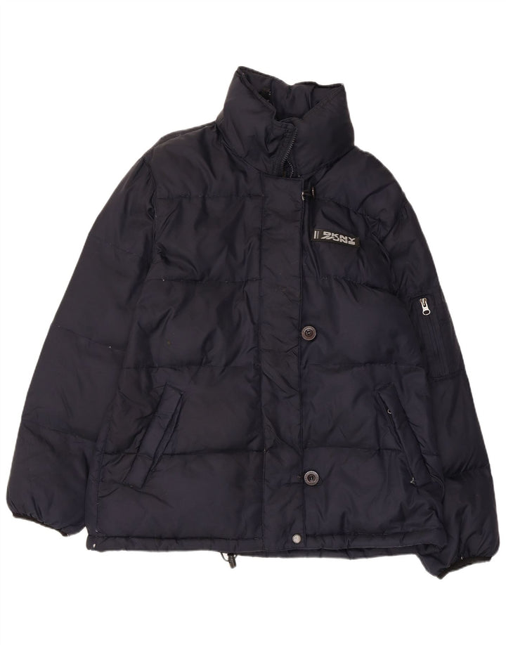Dkny Damen Übergroße gepolsterte Jacke UK 10 Small Marineblaues Nylon