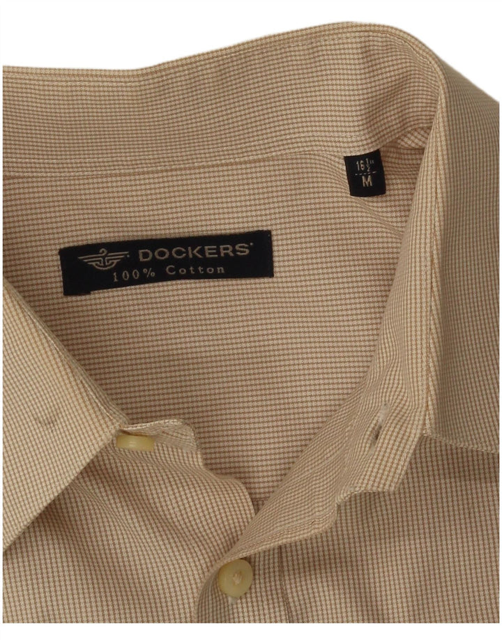 Dockers Herrenhemd, Größe 16 1/2, mittelbeige, Hahnentritt-Baumwolle