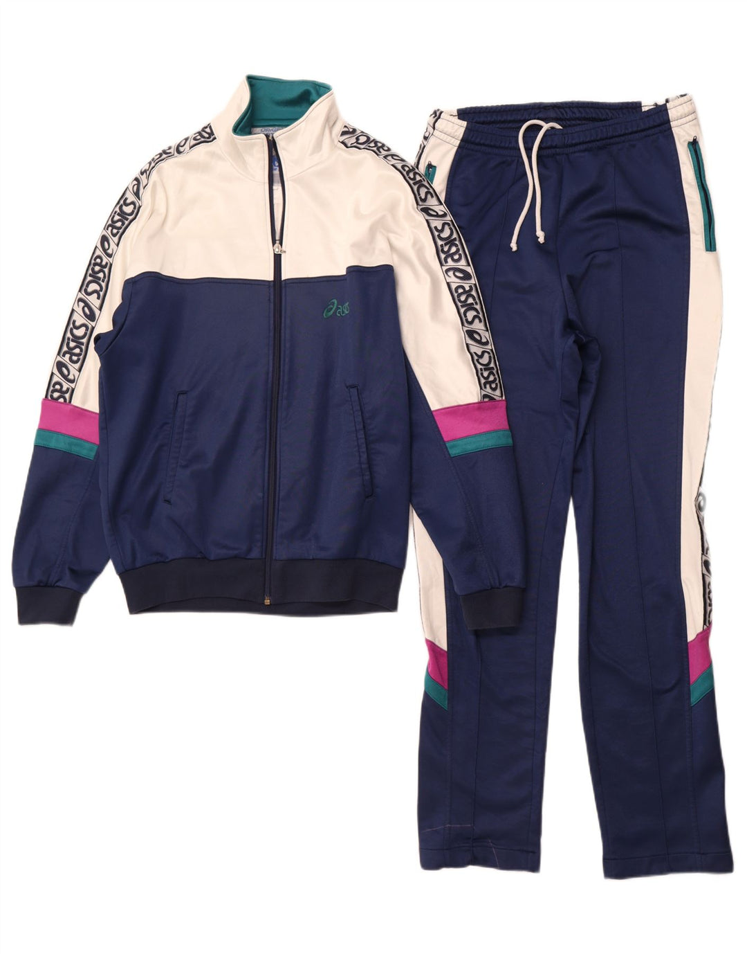 Asics Damen-Trainingsanzug IT 48 XL Marineblaues Colourblock-Polyamid