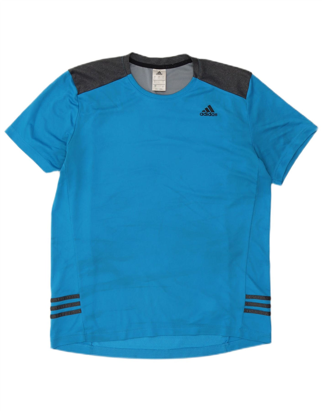 Adidas Herren T-Shirt Top Large Blau Colourblock Polyester