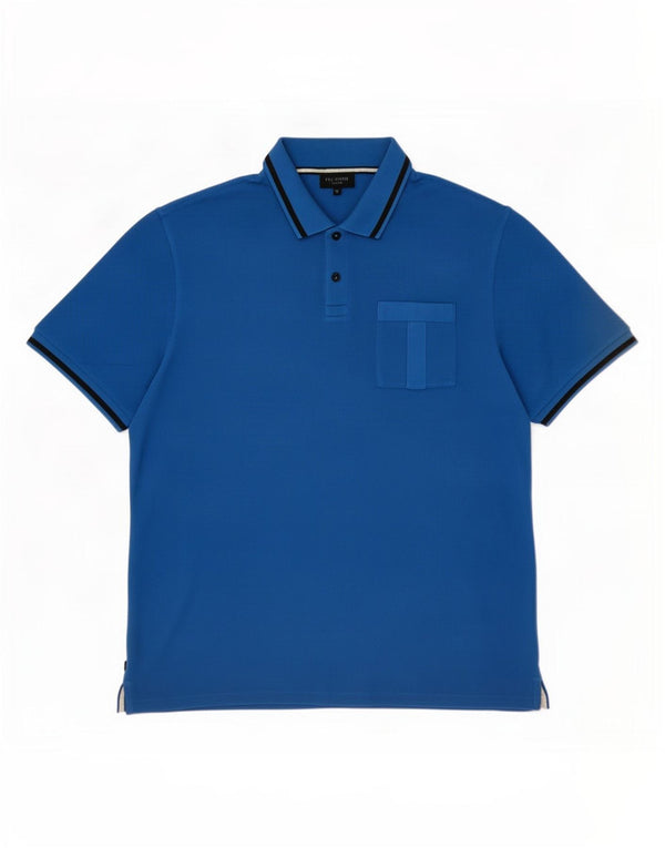 Ted Baker Herren-Poloshirt, Größe 6 2XL, blaue Baumwolle