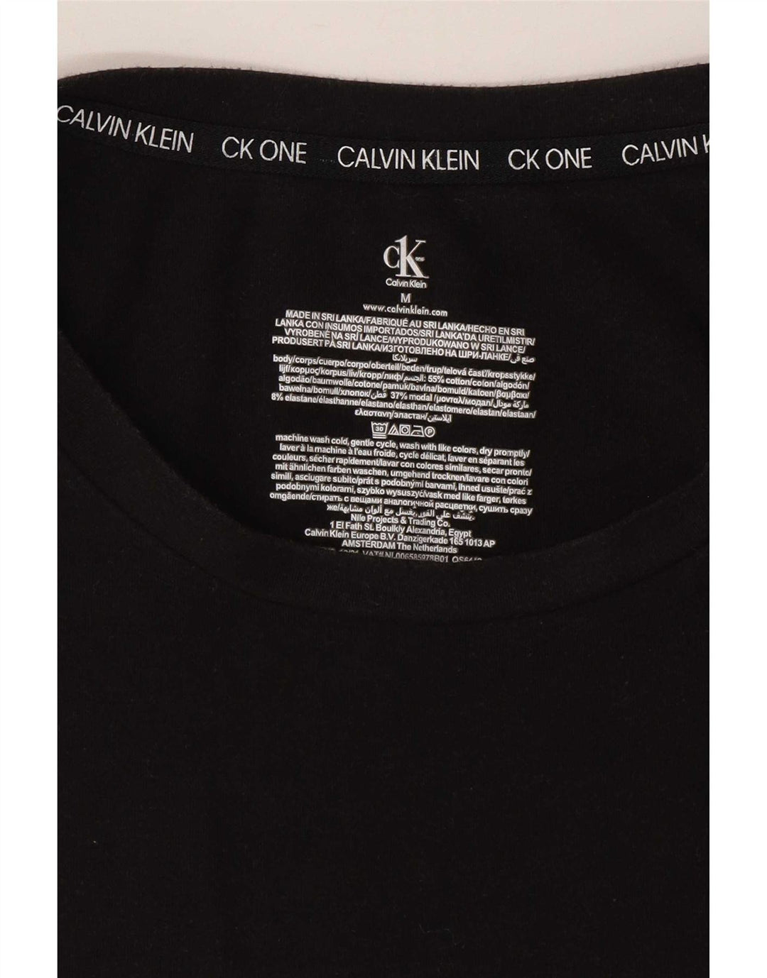 Calvin Klein Damen T-Shirt Top UK 12 Medium Schwarz Baumwolle