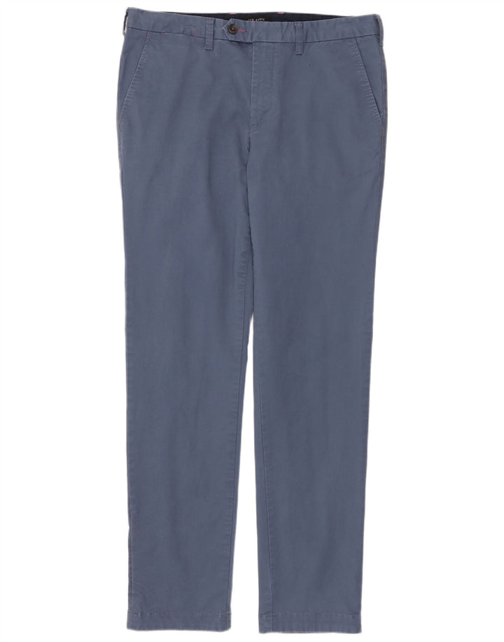 Gerade Anzughose für Herren von TED BAKER, W32, L32, blaue Baumwolle