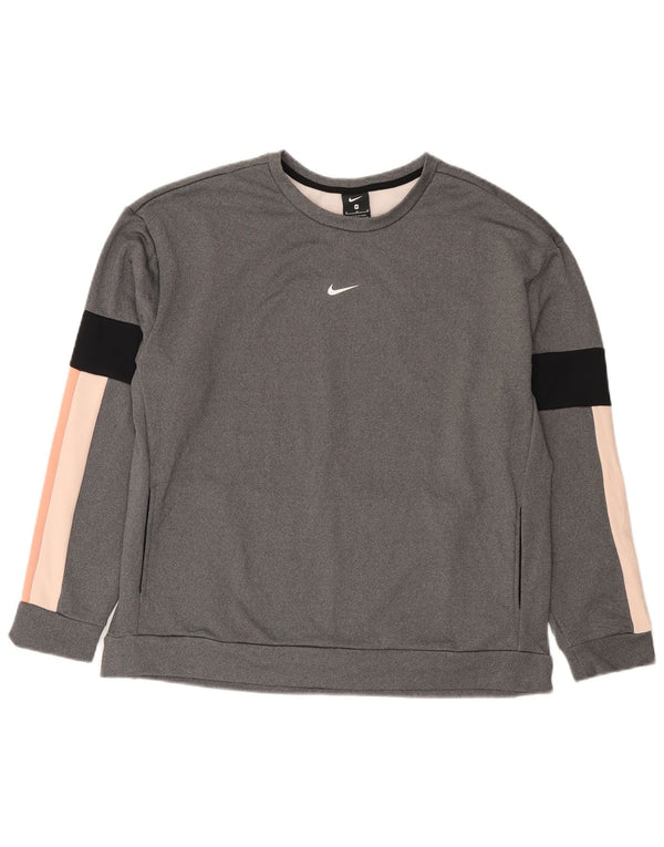 Nike Herren-Sweatshirt-Pullover aus mittelgrauem Colourblock-Polyester