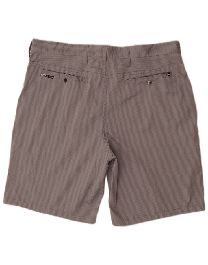 Hurley Herren-Chinoshorts W36, großes graues Nadelstreifen-Polyester