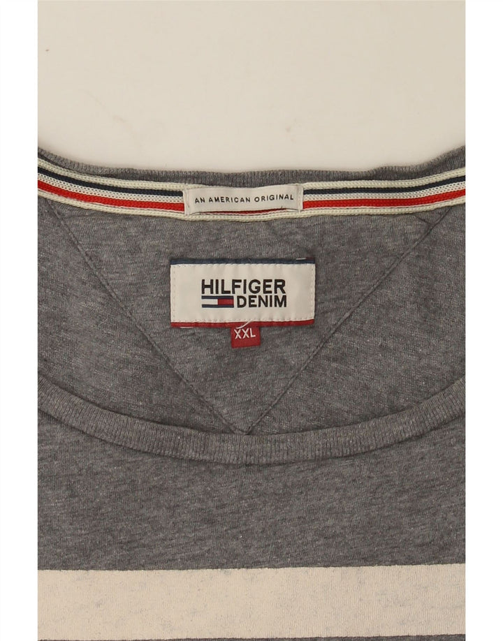 TOMMY HILFIGER Mens Graphic T-Shirt Top 2XL Grey Vintage Tommy Hilfiger and Second-Hand Tommy Hilfiger from Messina Hembry 